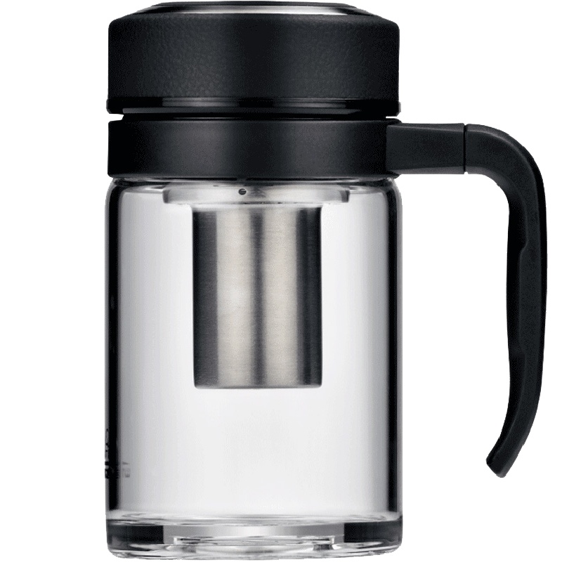 万象玻璃杯带把单层大容量办公室泡茶杯水杯男玻璃杯