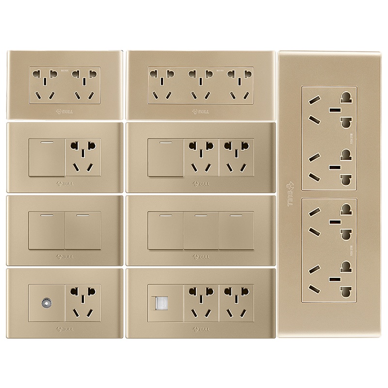 公牛开关插座86型墙壁暗装面板118型5孔多控开关多孔插座家用开关