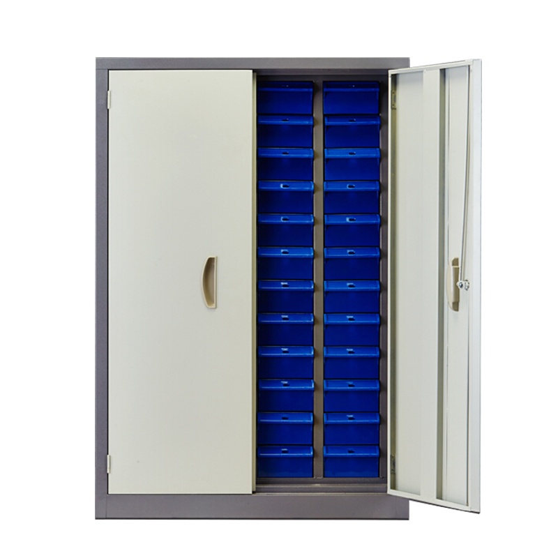 震海 48抽带门零件柜蓝色中号抽屉五金配件收纳柜零配件收纳柜螺丝元件盒样品物料柜零件柜