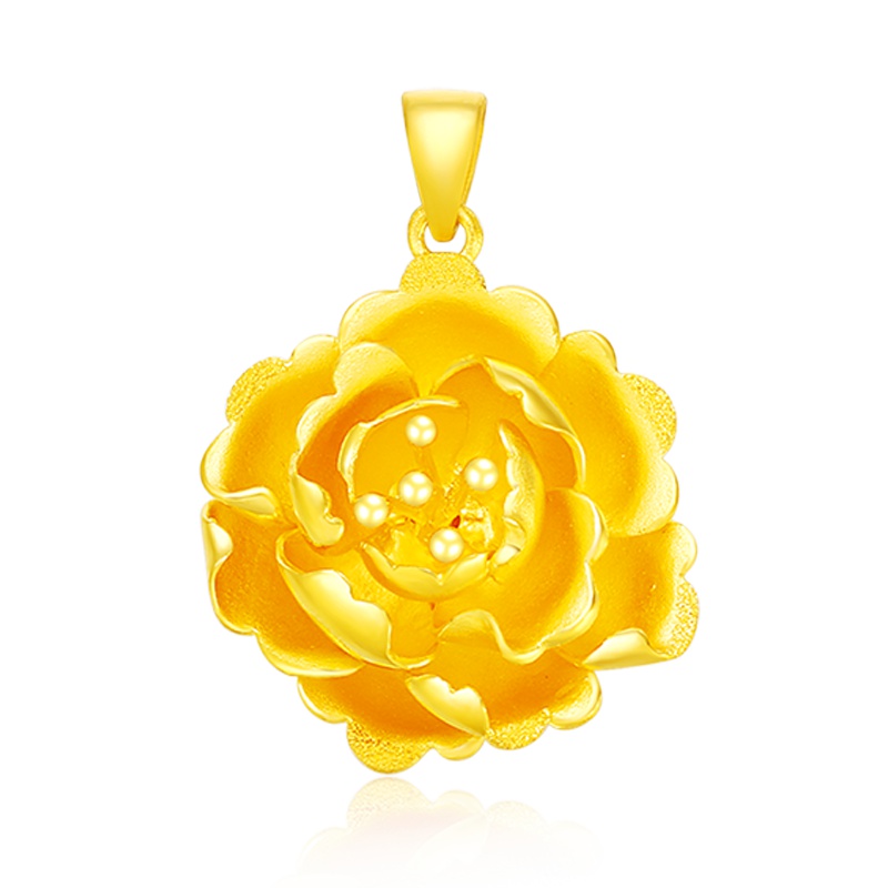 金一 足金999黄金立体玫瑰花精品女士 黄金吊坠 花朵新款送妈妈送女友(计价)ABB014