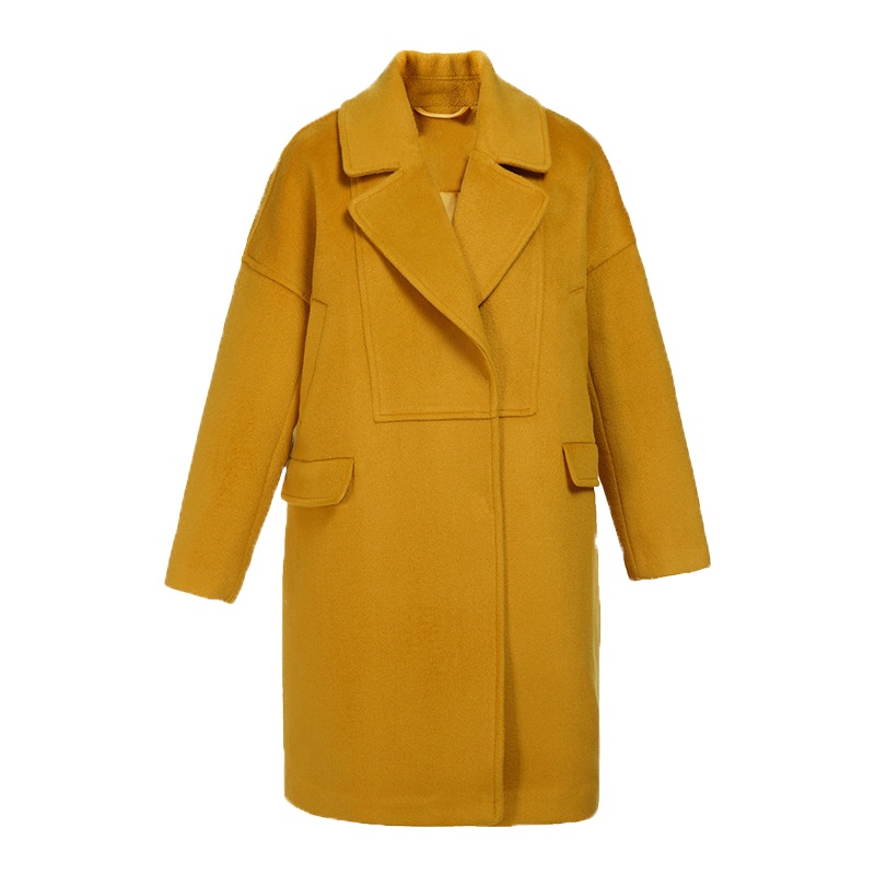 秋水伊人冬季新款女长袖毛呢外套大衣过膝FV541