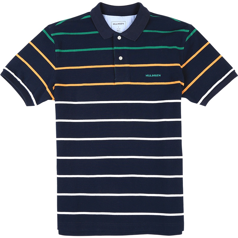 木林森夏季男士短袖t恤 翻领条纹polo衫男半袖体恤男装衣服11282005