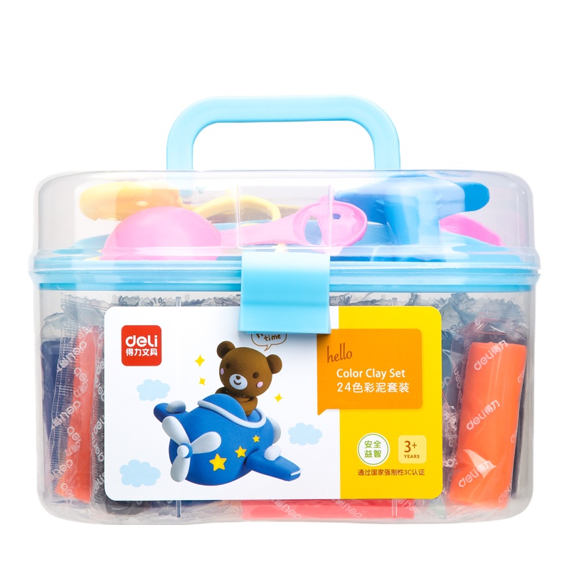 得力(deli)24色学生橡皮泥 儿童玩具泥 DIY手工制作彩泥材料 蓝色7021