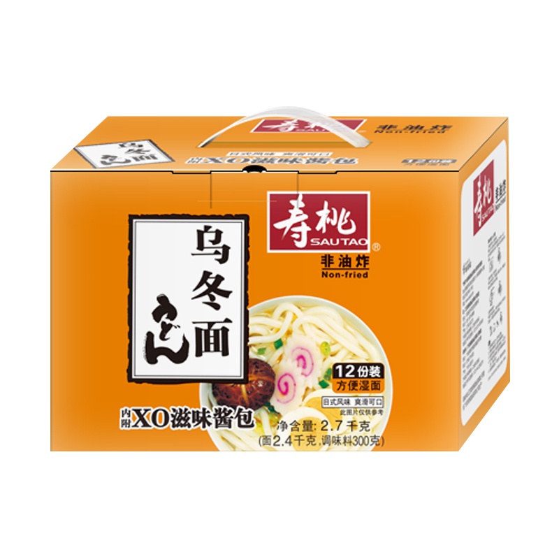 寿桃非油炸方便速食乌冬面(12包装)配XO酱2700g