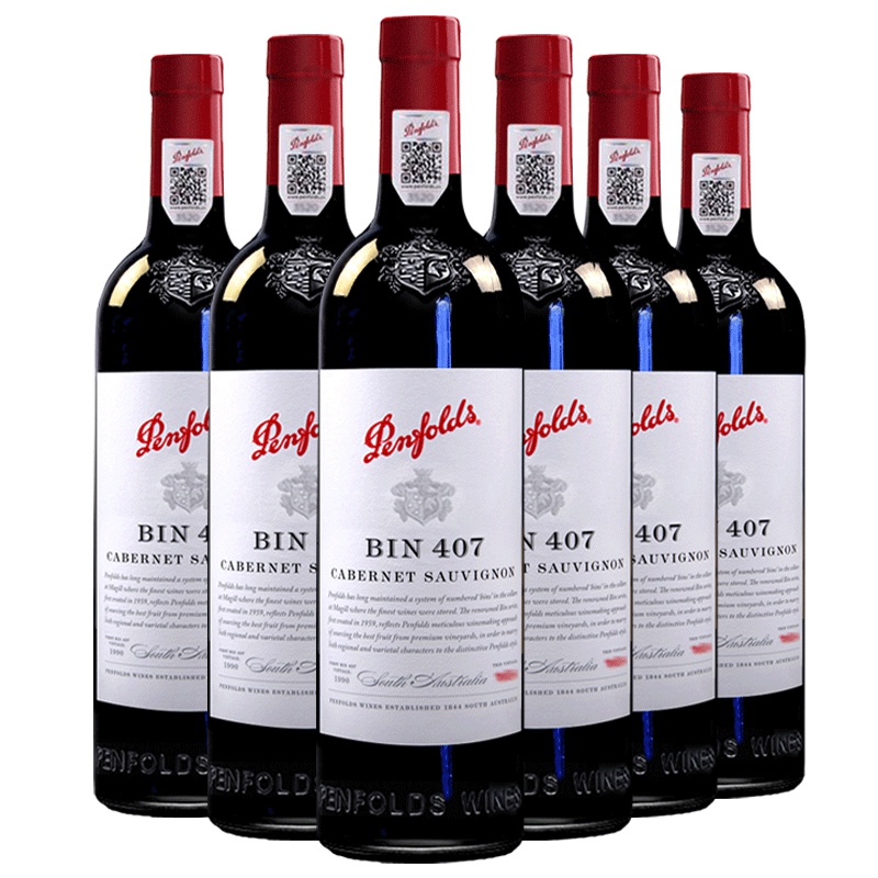 澳洲进口红酒 奔富BIN407干红葡萄酒名庄整箱装750ml*6瓶