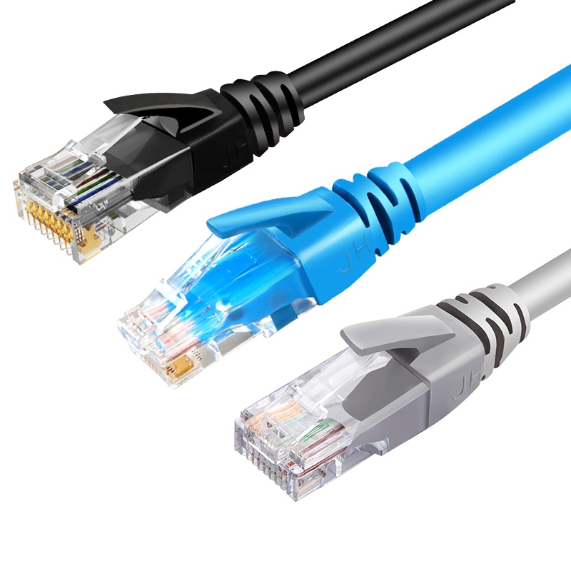 晶华 六类千兆网线 CAT6高速网络连接线 8芯双绞工程家用电脑机顶盒电视宽带监控成品跳线 黑灰蓝1米W190