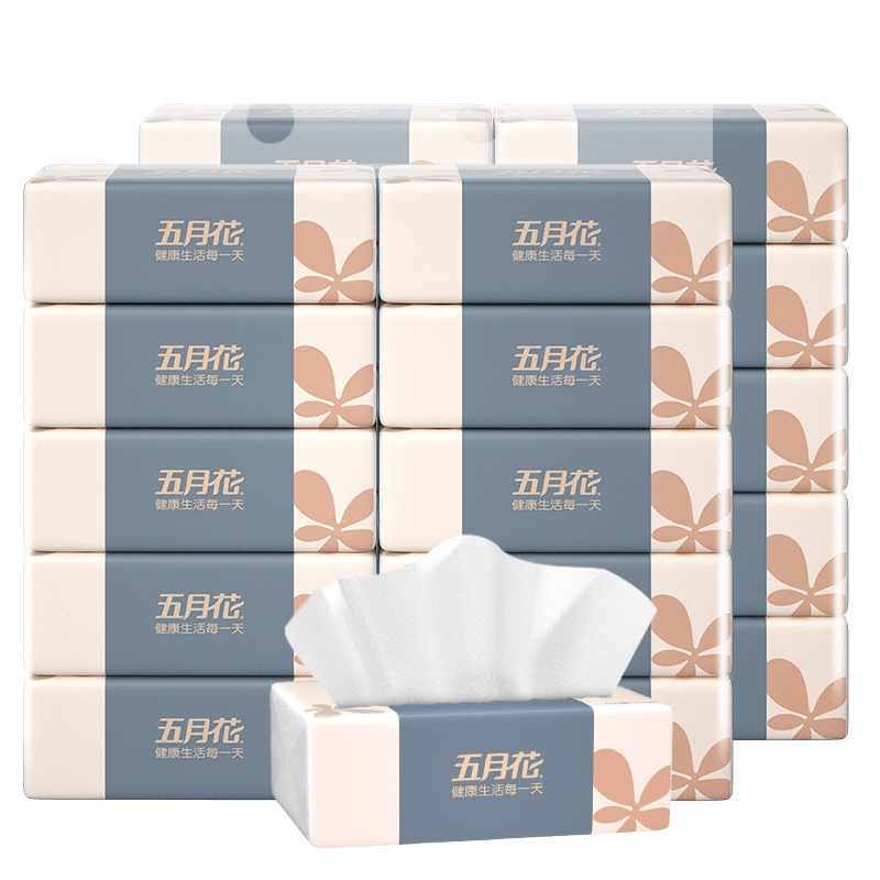 五月花抽纸3层100抽20包餐巾纸面纸卫生纸家用纸巾擦手纸