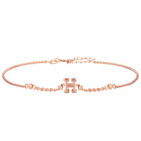 佰色传情(BRIR)轻奢简约经典18K金彩金手链女H字母Au750玫瑰金手环官方正品手饰送女友送闺蜜生日礼物情人节约会