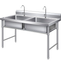 德玛仕(DEMASHI)商用不锈钢水槽 双星水池 洗菜盆洗碗池 双池 1600x700x800+150 201不锈钢
