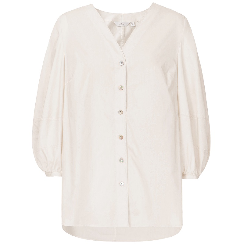 【商场同款】伊芙丽新款衬衣纯棉v领衬衫女韩范