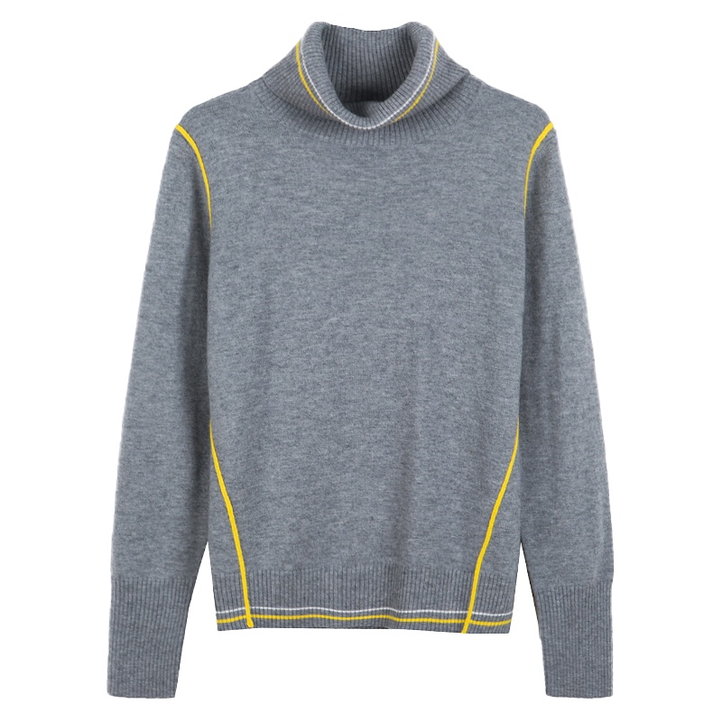 yaloo/雅鹿女装羊毛衫女高领套头针织衫新款双翻领修身打底毛衣女