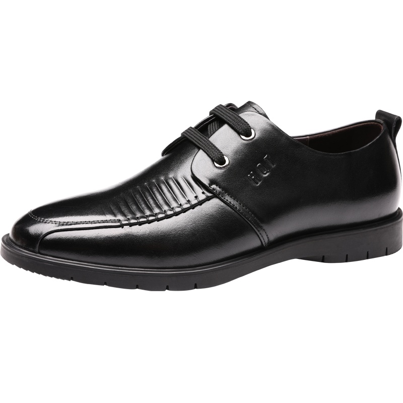 红蜻蜓男鞋冬季新款真皮英伦商务正装皮鞋系带透气潮流休闲鞋