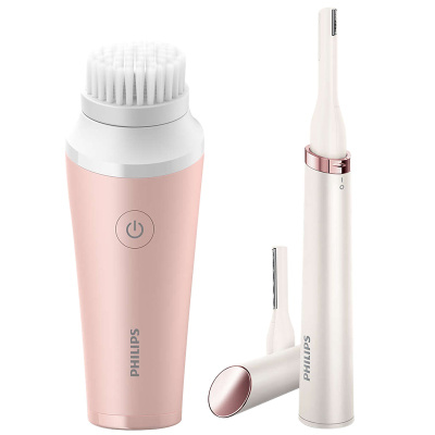 飞利浦(Philips)电子美容仪美颜随身礼盒BSC601-OP 补水喷雾仪+洁面仪+电动修眉刀 女神必备旅行便携套装