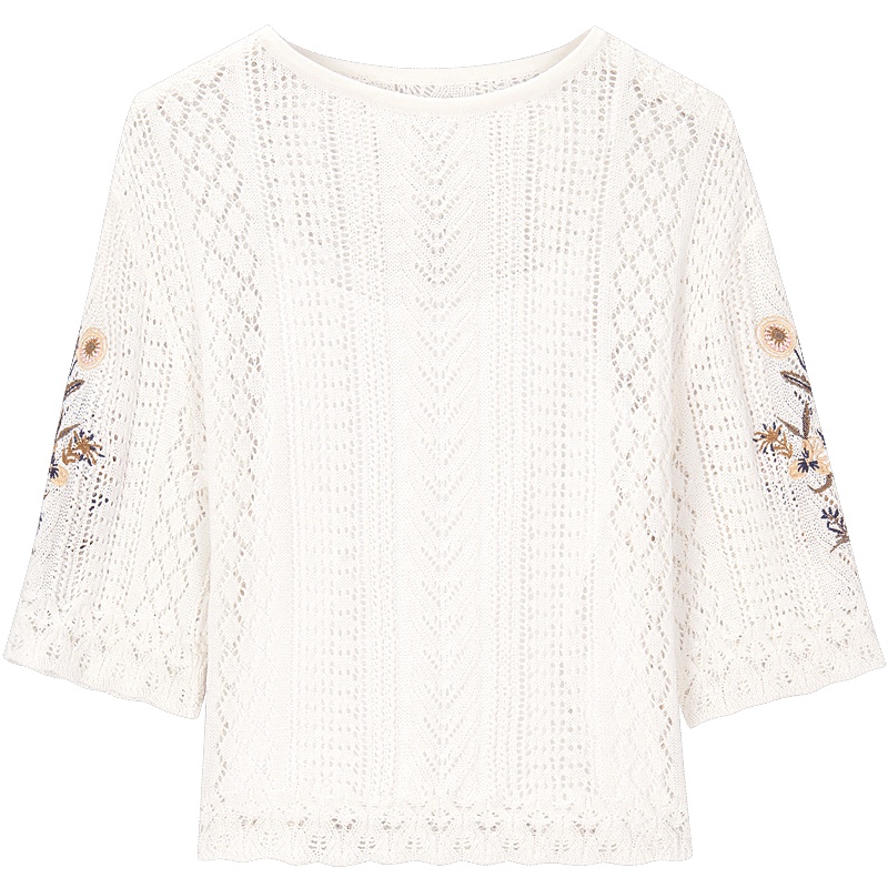 爱居兔春装2019女装时尚白色宽松两件式中袖针织衫