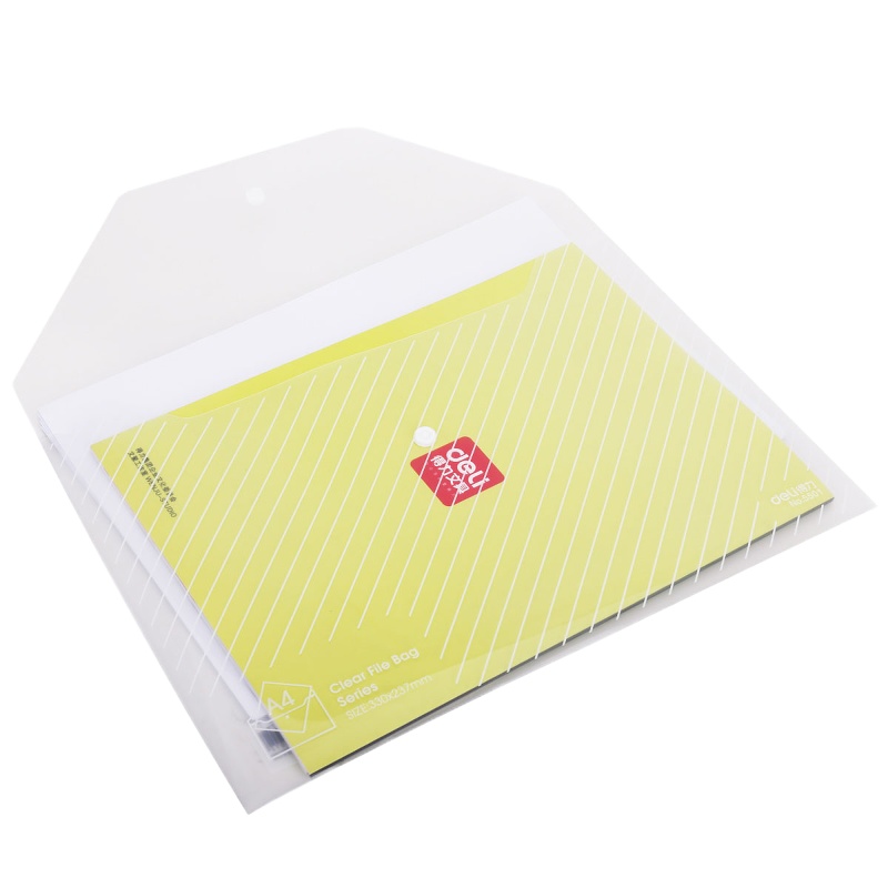 得力 5501透明丝印按扣公文袋A4 文件袋 (白) 十只装 办公用品