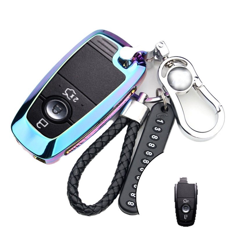 舒适主义福特福克斯汽车钥匙套嘉年华翼虎新蒙迪欧福睿斯翼搏金牛座包壳扣 智能E款-彩色汽车钥匙扣