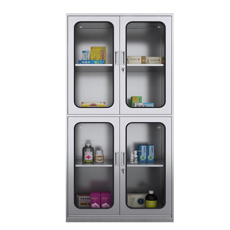 苏美特不锈钢文件柜档案柜办公储物柜上下玻201不锈钢