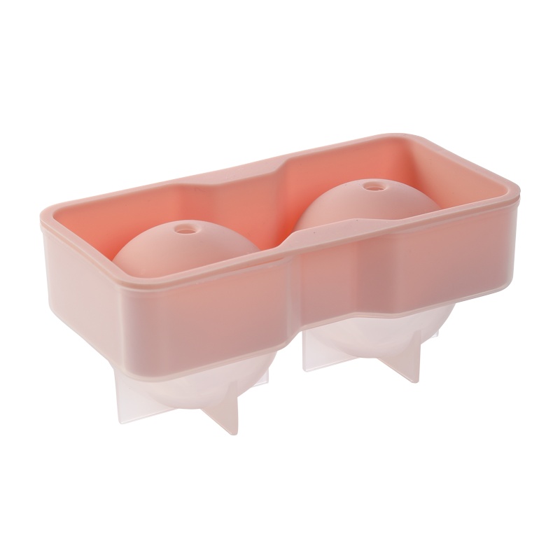 威士忌冰球制作器大冰块模具硅胶冰格球形冻冰块盒制冰盒圆球圆形大号[双球粉色]