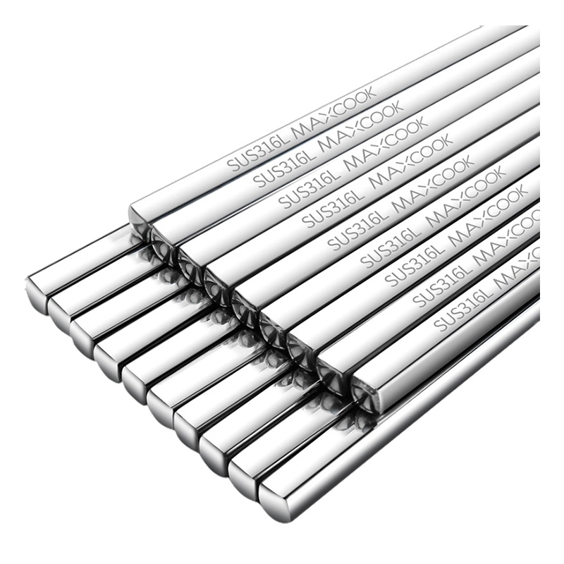 美厨(maxcook)316L医用不锈钢筷子 十双装方形23.5cm 防滑防烫耐摔MCPJ079