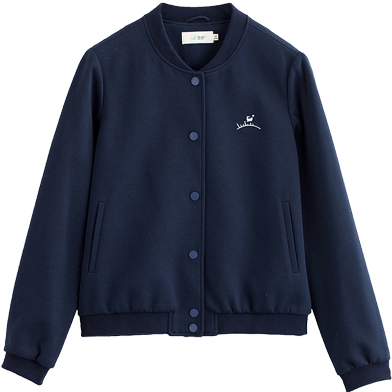 茵曼清新文艺范绣花立领棒球服女短款春秋百搭外套外搭1863042155