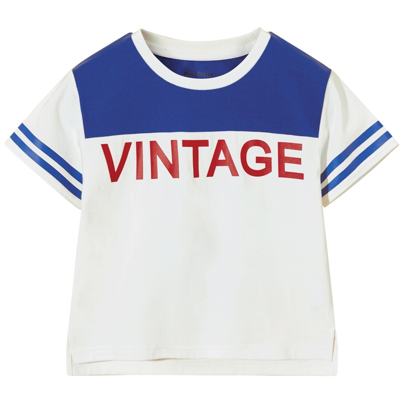 minipeace太平鸟男童夏装儿童短袖拼接T恤中大童打底衫2019新款潮