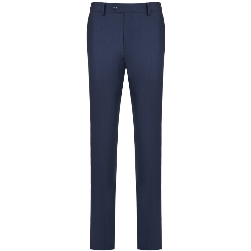 依文男士羊毛西裤蓝色英伦风简约纯色西装裤 职业装长裤EB580102