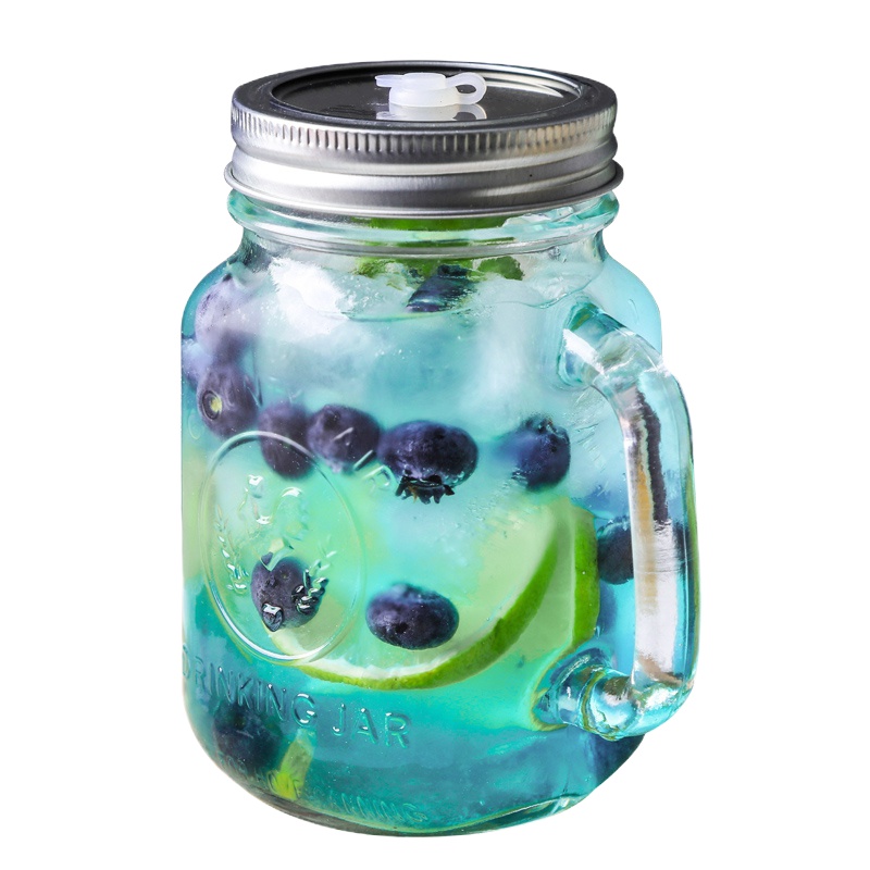 玻璃复古公鸡杯梅森杯水杯果汁杯奶茶牛奶咖啡杯办公杯啤酒杯 封后 单支_送不锈钢一体盖+勺玻璃杯