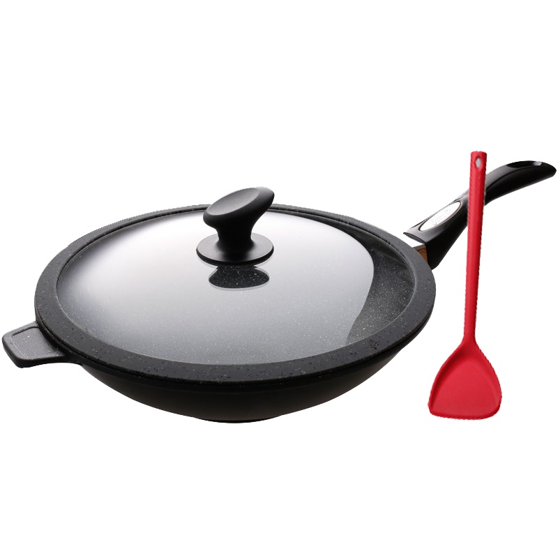 意大利SIRONI主厨磐石复底系列32cm炒锅套装家用炒锅加厚炒菜锅燃气电磁灶适用多功能锅具