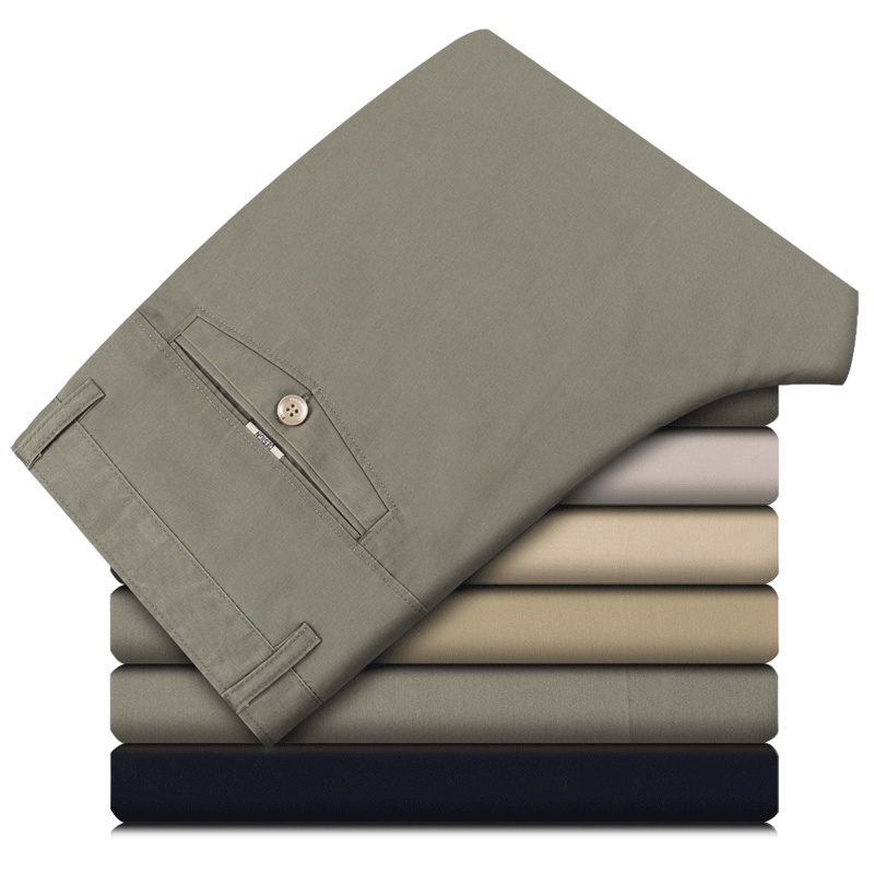 KAISER凯撒 休闲裤男士春夏季薄款直筒宽松棉质弹力青年商务男长裤子