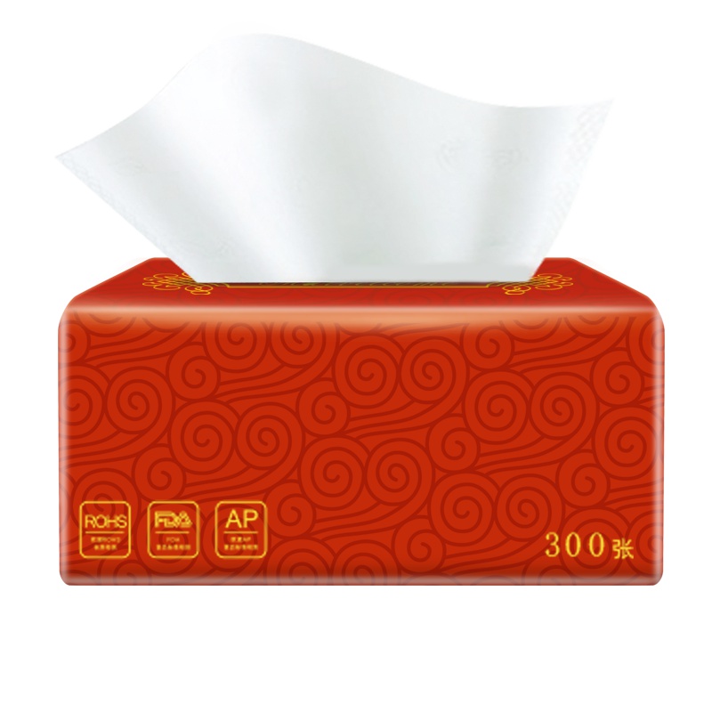 美力加贝中国红批发整箱进口原生木浆抽纸18大包300张家庭装宝宝婴儿纸巾餐巾纸面巾纸擦手纸厕纸家用卫生纸巾实惠装