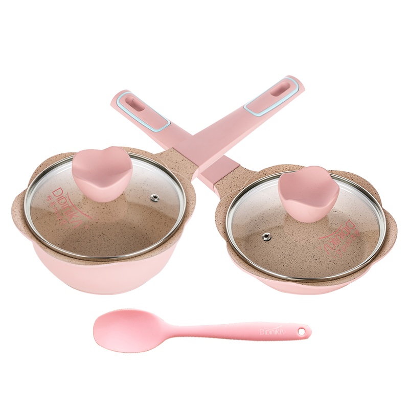 韩国迪迪尼卡(Didinika)宝宝辅食锅婴儿奶锅16cm小锅平底锅煎锅炒锅麦饭石不粘锅煮面热牛奶锅