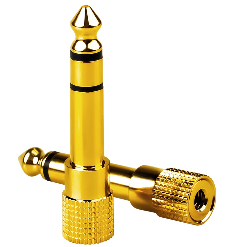 晶华 3.5mm母转6.5mm公音频转接头电子琴电子鼓钢琴功放音箱耳机转换头麦克风话筒mic音频连接头 金色