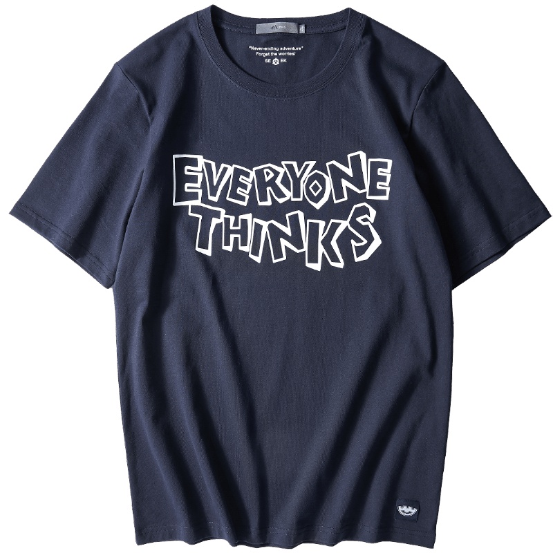 黑鲸字母印花短袖T恤2019夏季圆领套头衫男女同款CNTBJ29399A