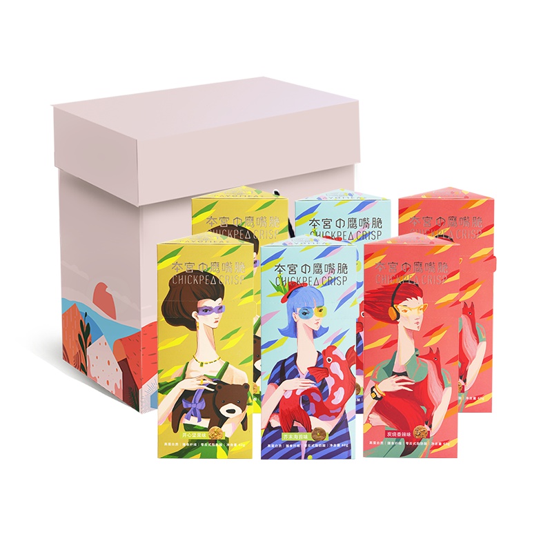 夲宫 PavoMea 本宫鹰嘴脆礼盒 非油炸饼干低盐办公室休闲零食 混装味6盒40g*6