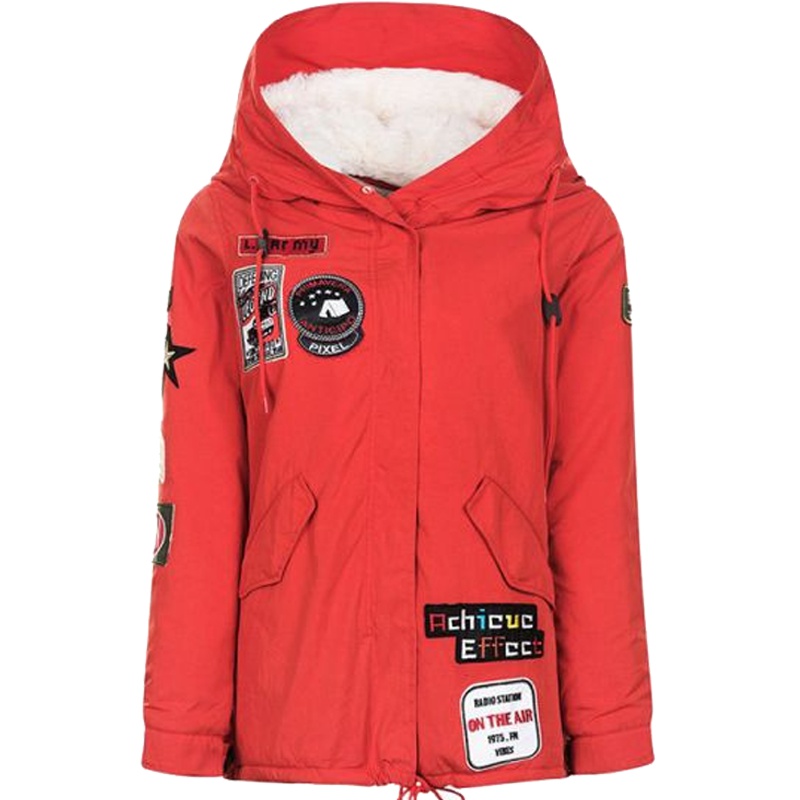 拉贝缇冬中长款bf宽松直筒加厚可脱卸毛领原宿风连帽外套60005704