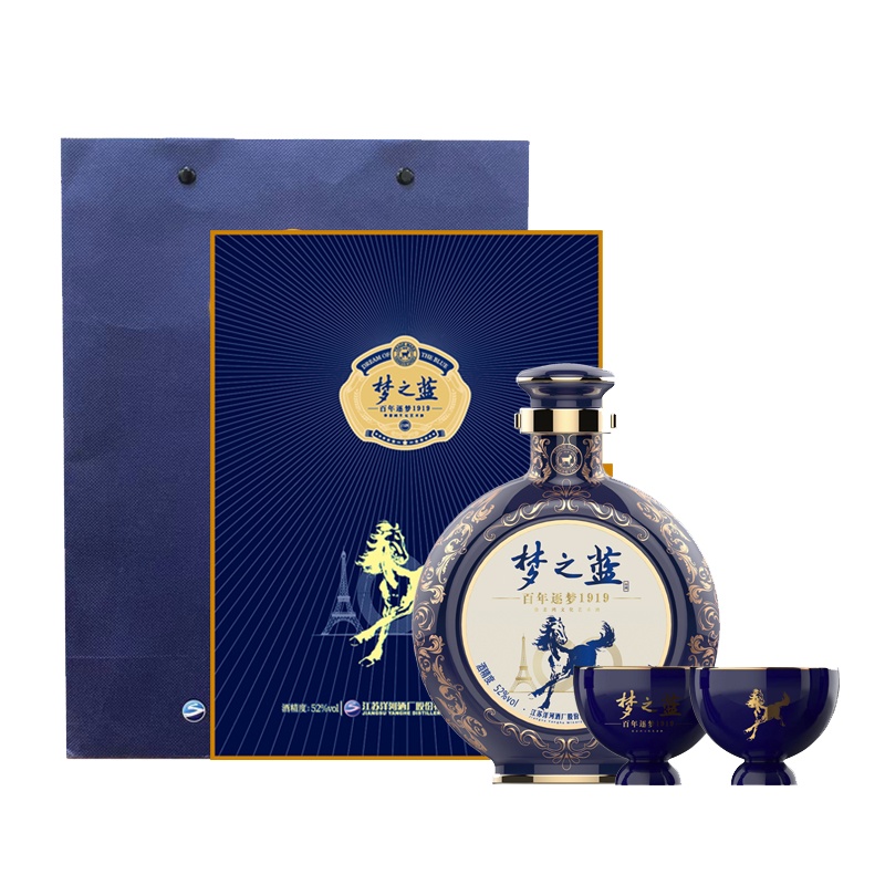 洋河梦之蓝百年逐梦1919 徐悲鸿文化纪念52度750ml绵柔型白酒礼盒装