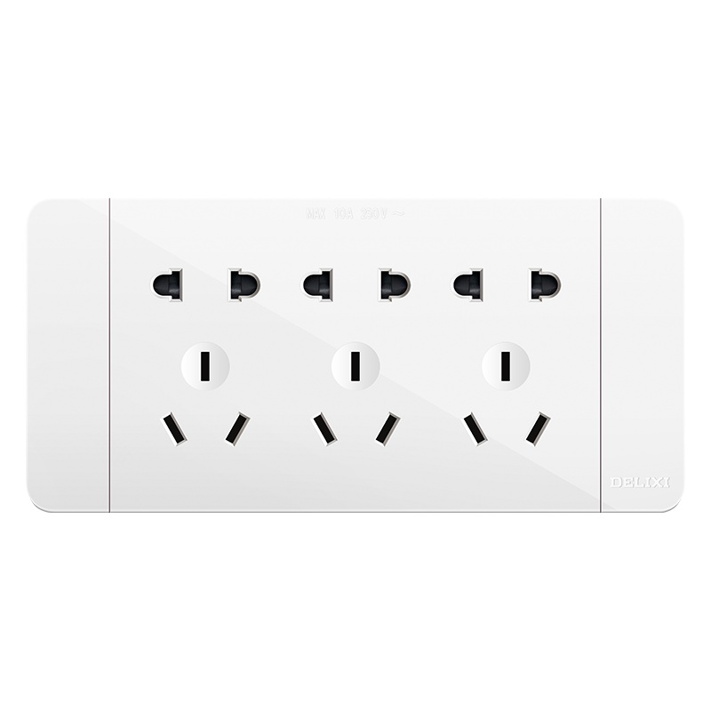 德力西118型691白开关插座家用墙壁插座面板多孔暗装九孔9孔十二孔电源插座