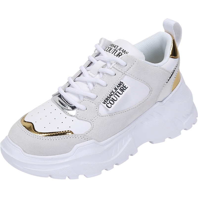 范思哲 VERSACE JEANS COUTURE 女士牛皮革/聚氨酯系带休闲运动鞋厚鞋底71VA3SC2 ZP002