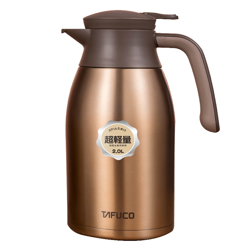 日本泰福高(TAFUCO)304不锈钢真空保温壶 居家办公一键出水真空暖瓶 长效保温 家用暖水瓶