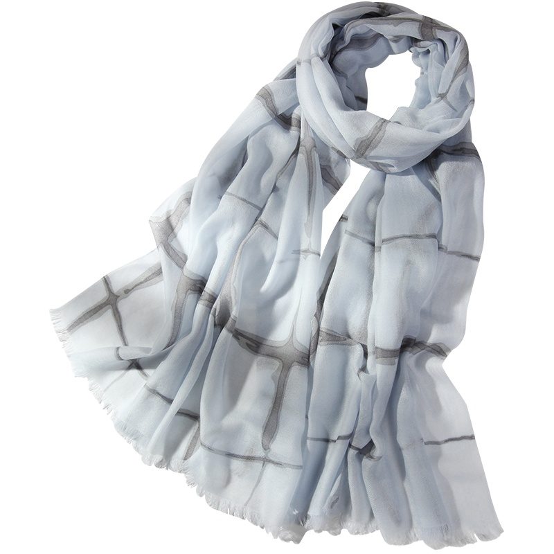 秋冬季新款上海故事格子羊绒围巾女韩版百搭旗袍外搭超大披肩