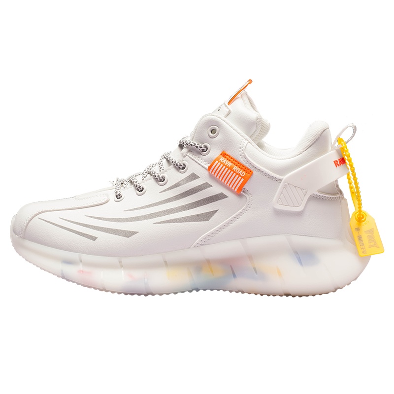 沃特爆米花底跑鞋男士轻便皮面休闲运动鞋加绒保暖鞋子