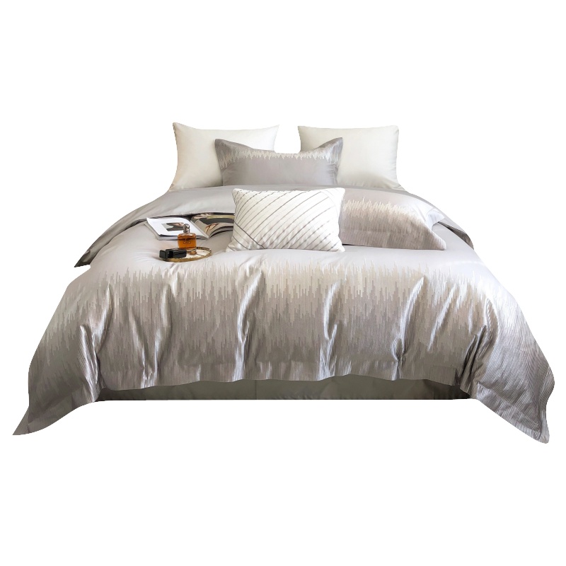 苏宁极物高端轻奢100支新疆长绒棉四件套全棉纯棉贡缎刺绣床品套件四季通用简约酒店高支高密床上用品