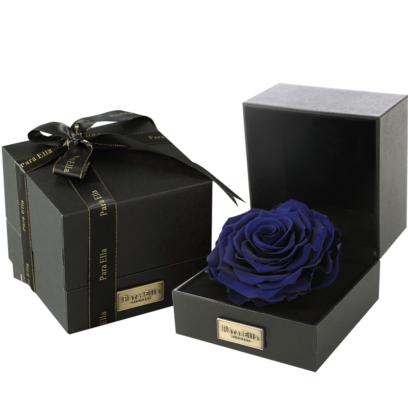 Para Ella 002系列深蓝色巨型玫瑰花进口永生花礼盒同城鲜花速递女神节情人节礼物生日纪念日礼物圣诞节礼物送女生