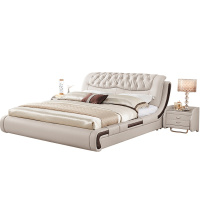 全友家居 皮床 真皮床1.8米现代简约主卧室双人床婚床软床大床组合床105052
