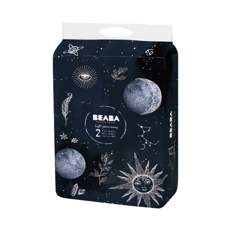 [详情抢大额券]BEABA婴儿纸尿裤S码62片冬暖夏凉宝宝尿不湿4kg-8kg光年之外系列