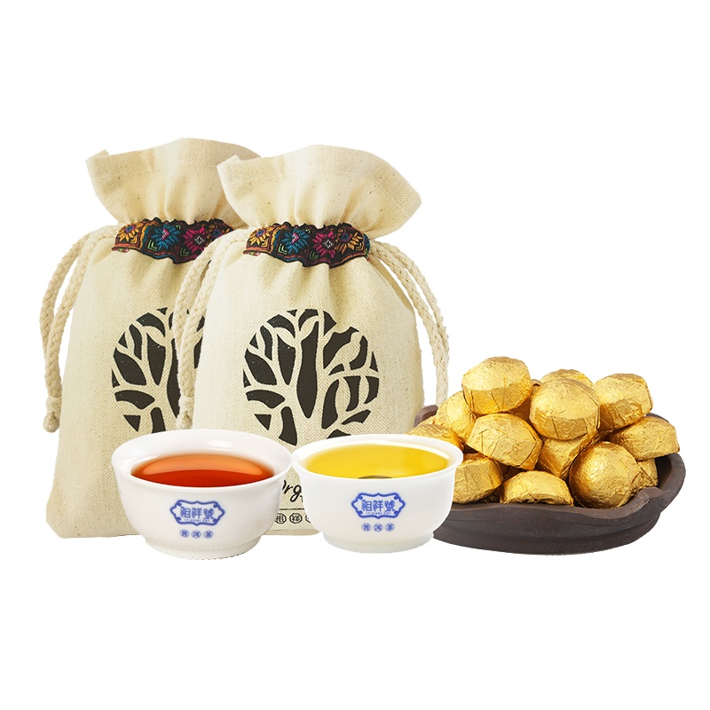 [琅昇精选有机好茶][欧盟日本美国中国有机认证]祖祥高山有机普洱生熟小金沱组合装茶袋装300g