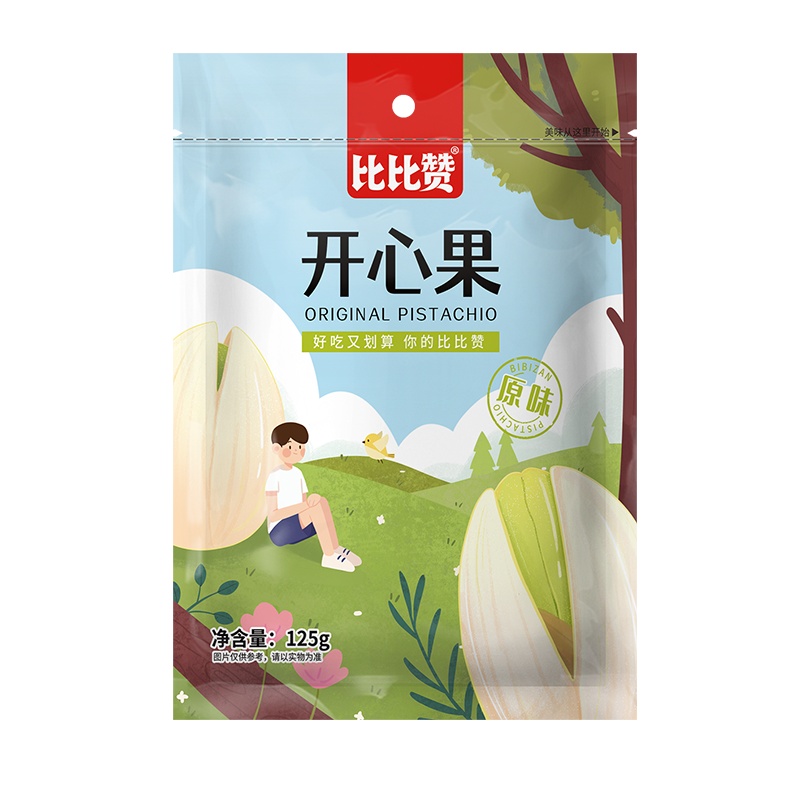 [第二件减5元]比比赞开心果[原味]100g每日坚果零食推荐孕妇自然开口健康盐焗味干果炒货