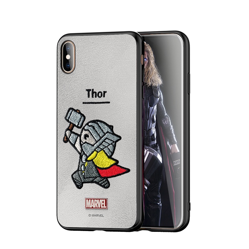 ESCASE 苹果xsmax手机壳iPhonexsmax保护套卡通动漫硅胶软边全包防摔布艺刺绣工艺漫威正版灰色雷神