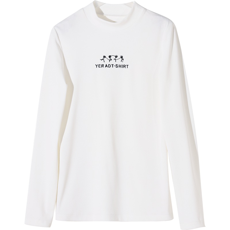 娅丽达女装长袖T恤女韩版修身2019秋季新款立领女士打底衫内搭I7025