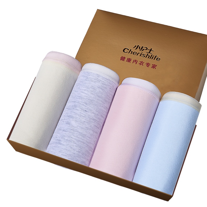 小护士女士内裤纯色棉质内裤女4条混色礼盒装JMN106
